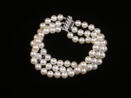 Dreireihiges Perlenarmband, AAA, 6,5-7mm