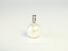 Großer weißer Ming Perlen Anhänger höchster Qualität, 13,5mm, AAA