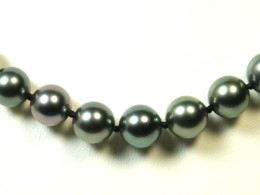 Glanzvolle Tahitiperlenkette in anthrazit, 9-10mm, AAA