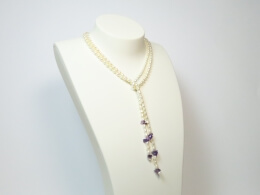 Perlenschal: 1 x 117 cm glänzender Perlen mit Amethyst
