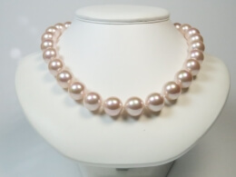 Muschelkernperlen Kette, in rosé, 14 mm