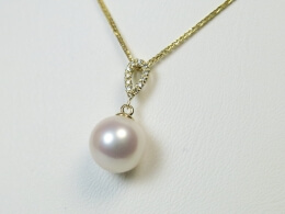 Diamantanhänger mit weißer runder Perle, AAA