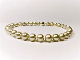 Südseeperlencollier in natürlichem Gold, 11,1-13,9mm, AAA