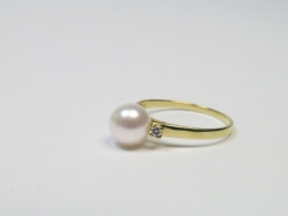 Akoyaperlenring mit Diamanten,7,5mm, AAA