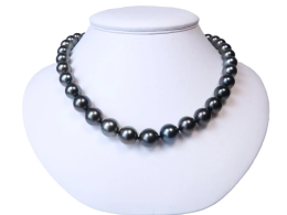 Tahitiperlencollier in anthrazit 10-11,9mm, AA+