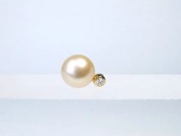 Champagnerfarbene Südseeperle an Diamantanhänger, 13,5mm, AAA