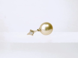 Stern Diamant Anhänger mit großer goldener Südseeperle, AAA