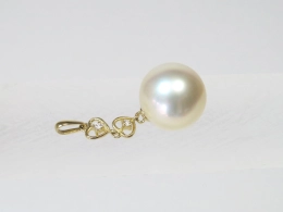 Zauberhafter Südseeperlenanhänger in champagner,14mm, AAA
