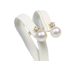 Edle Diamant Akoyaperlen Ohrhänger, 8,5-9 mm, AAA