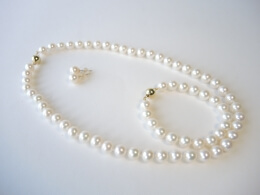 S22 Süßwasser Perlen Schmuck Set Halskette Ohrringe Armband Collier Echtschmuck 