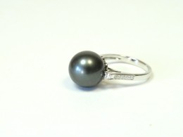 Diamant Perlring mit sehr großer Tahitiperle, 11,7 mm, AAA