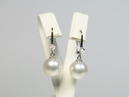 Glanzvolle Südsee Perlen an Diamant Ohrhängern, AAA